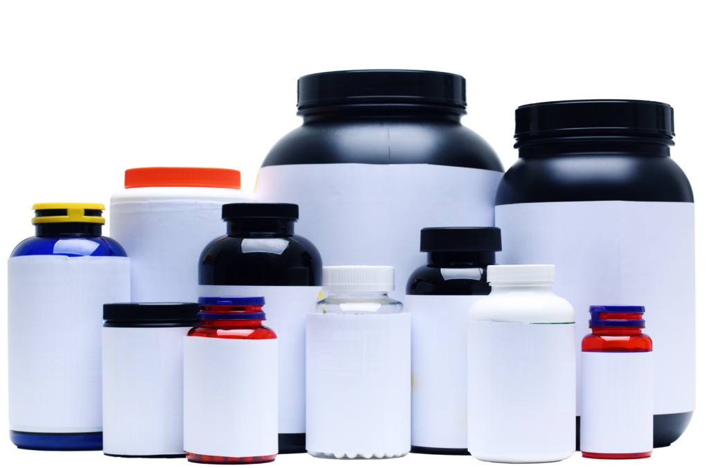 blank label supplement bottles