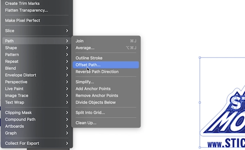 offset path menu