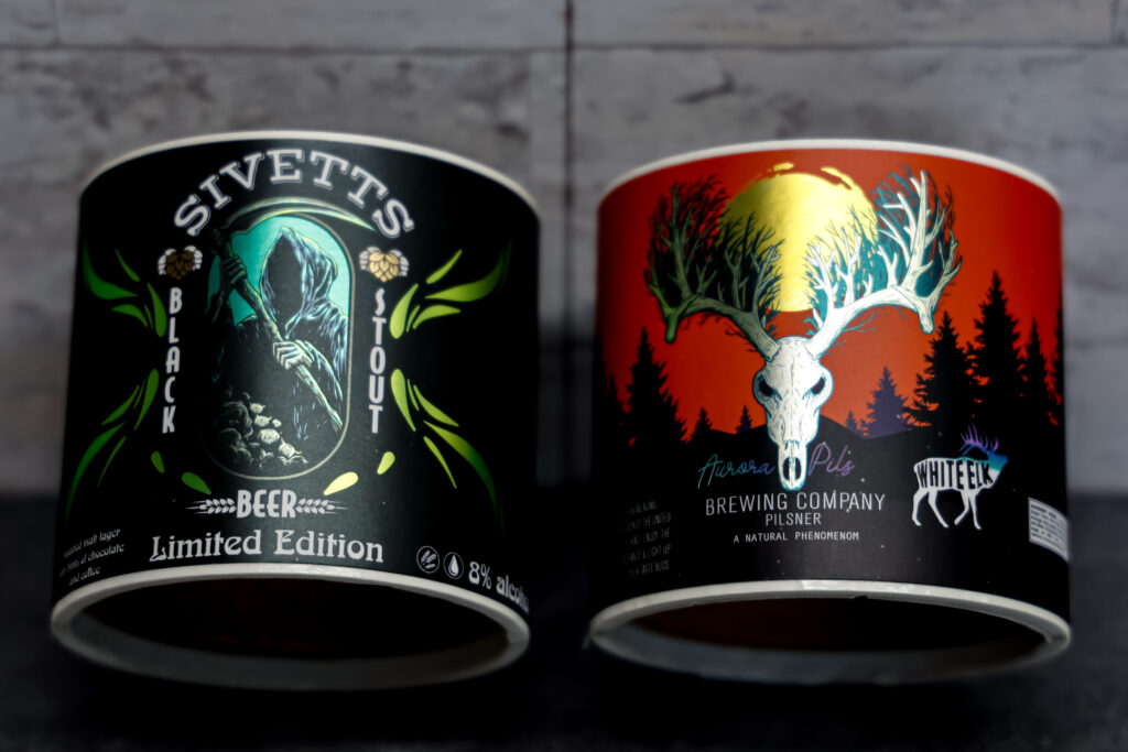 two halloween edition beer labels