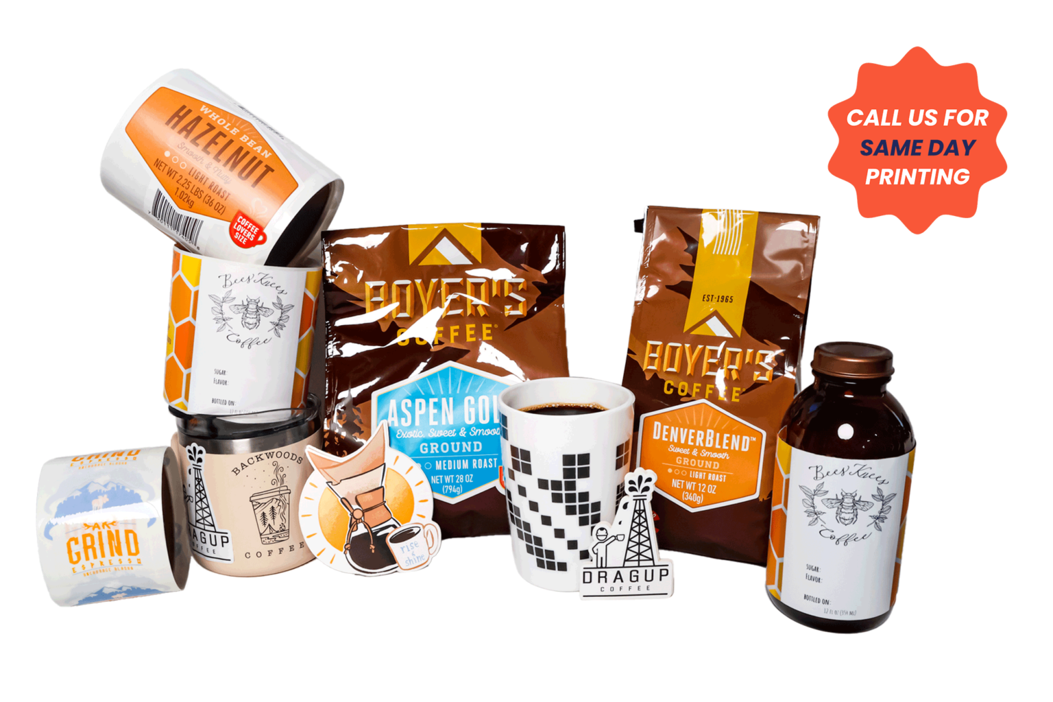 Coffee Labels, Coffee Stickers Value Pricing, Quick Turnaround