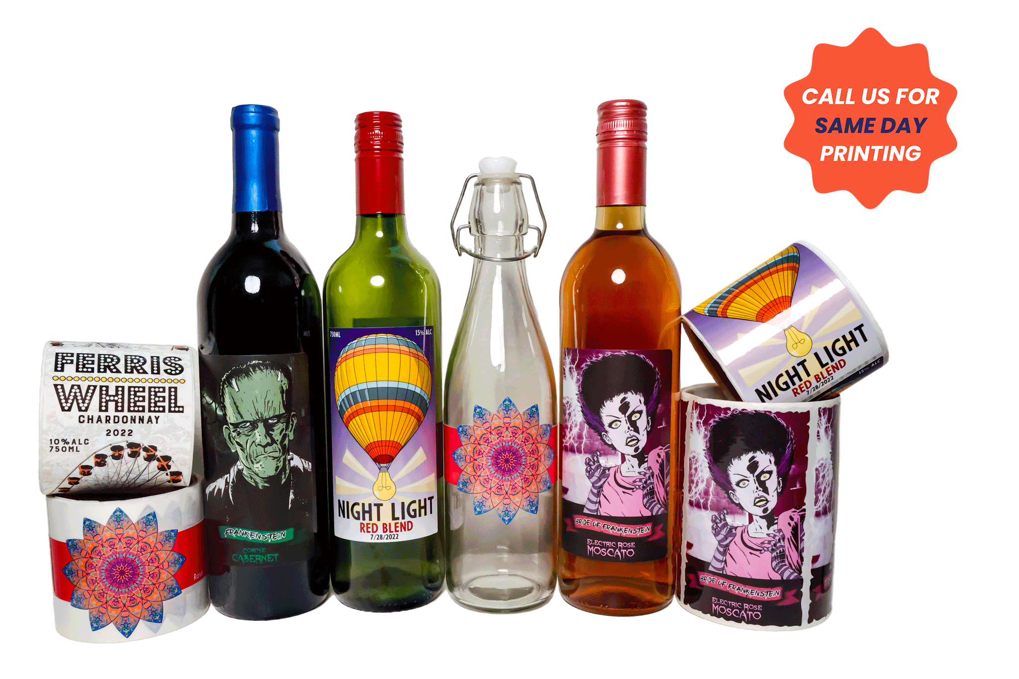 Sticker Mountain offers unmatched custom wine label printing quality and embellished labels with value pricing, quick turnaround, and free shipping.
