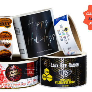 Sticker Mountain custom labels foil printing with embellishment of copper silver gold holographic