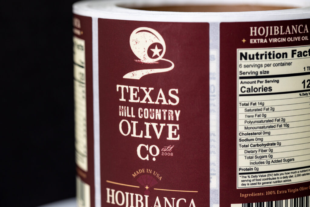 olive oil raised spot uv soft touch labels