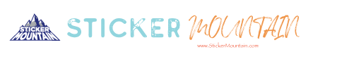 sticker mountain logo bad font